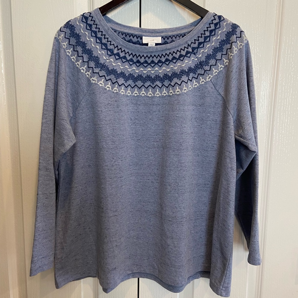 J Jill Blue Long Sleeved Top Size 1X